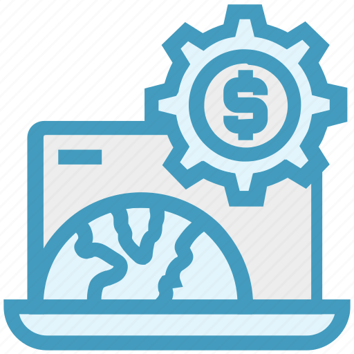 Dollar sign, gear, globe, internet, laptop, money, settings icon - Download on Iconfinder