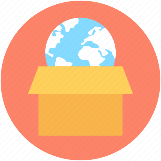 Box, courier, global logistics, globe, parcel icon - Download on Iconfinder