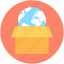 box, courier, global logistics, globe, parcel 