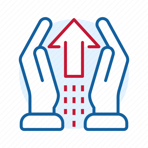 Blue, care, container, delivery, export, hand, red icon - Download on Iconfinder