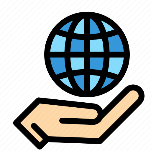 Global, globe, hand, internet icon - Download on Iconfinder