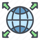 arrow, direction, earth, globe, navigation, planet, world
