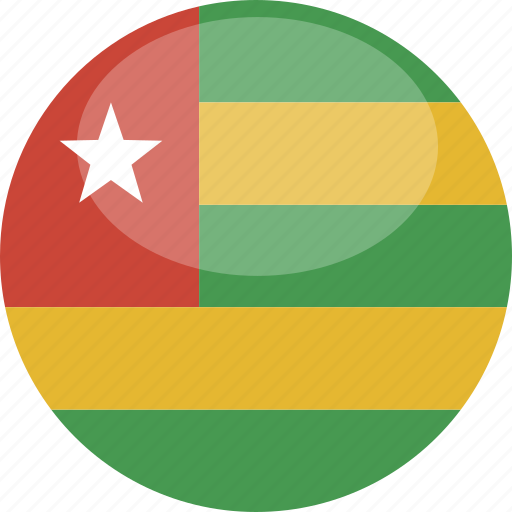 Togo, circle, gloss, flag icon - Download on Iconfinder