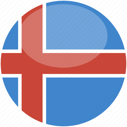 Iceland, circle, gloss, flag icon - Download on Iconfinder