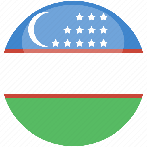 Uzbekistan, circle, gloss, flag icon - Download on Iconfinder