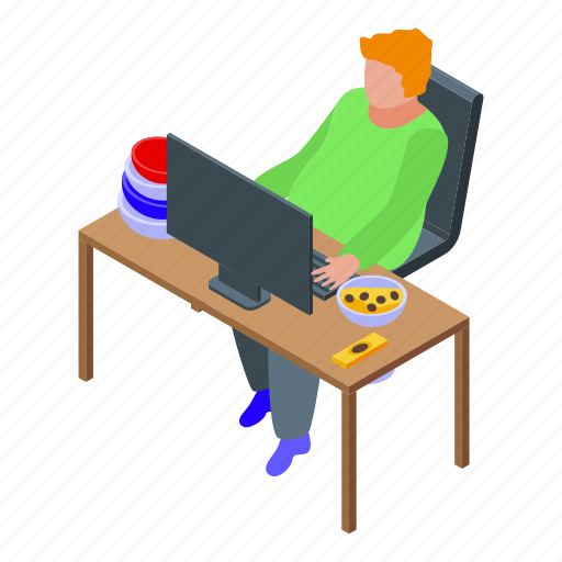 Gluttony, home, work, isometric icon - Download on Iconfinder