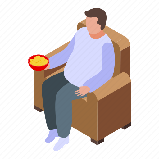 Gluttony, cinema, chips, isometric icon - Download on Iconfinder