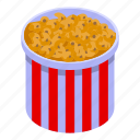 gluttony, popcorn, basket, isometric 