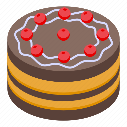Gluttony, chocolate, cake, isometric icon - Download on Iconfinder