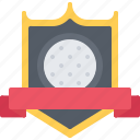 badge, field, golf, golfer, ribbon, shield, sport