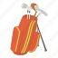 bag, cartoon, club, equipment, golf, golfingbag, sport 