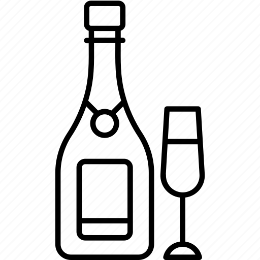 Champagne, alcohol, wine, bottle, glass, beverage, drink icon - Download on Iconfinder