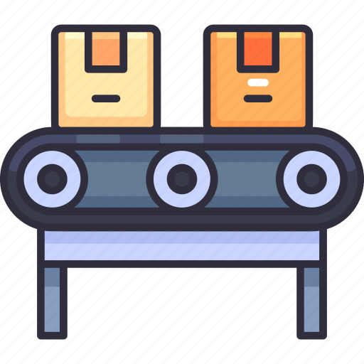 Conveyor, belt, factory, product, manufacturing, logistics, delivery icon - Download on Iconfinder