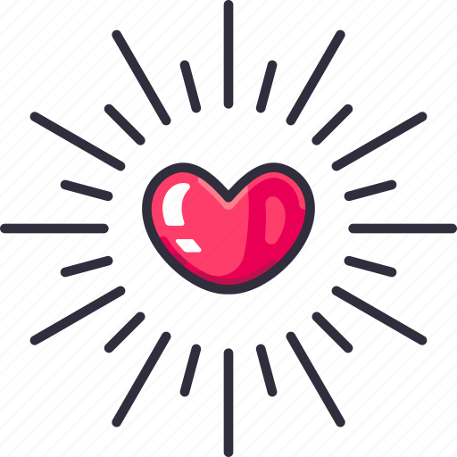 Glowing, glowing heart, honest, kindness, care, love, heart icon - Download on Iconfinder