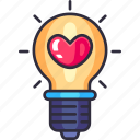 idea, bulb, light, lamp, heart bulb, love, heart, valentine, romantic