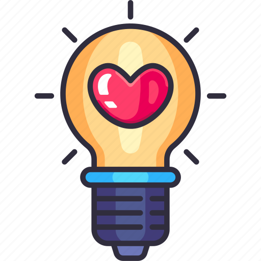 Idea, bulb, light, lamp, heart bulb, love, heart icon - Download on Iconfinder