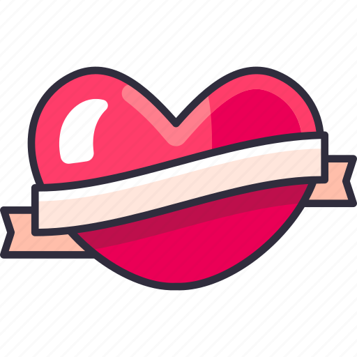 Ribbon, heart ribbon, achievement, decoration, badge, love, heart icon - Download on Iconfinder