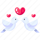 birds, pigeon, couple, sweet, kiss, love, heart, valentine, romantic