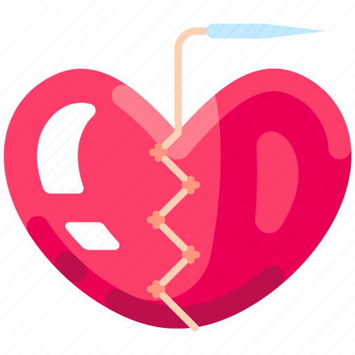 Stitch, broken heart, heartbreak, breakup, sewing, love, heart icon - Download on Iconfinder