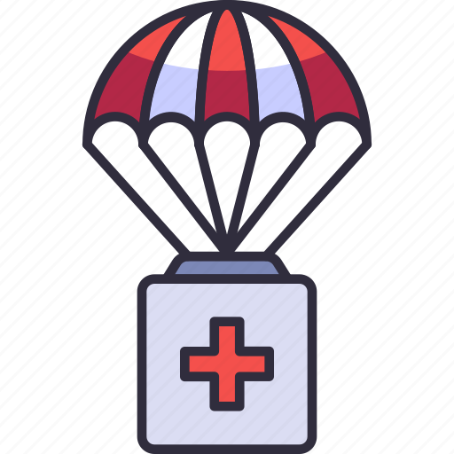 Pharmacy, medicine, medical, delivery, first aid, parachute, fly icon - Download on Iconfinder