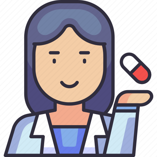 Pharmacy, medicine, medical, pharmacist, women, doctor, profession icon - Download on Iconfinder