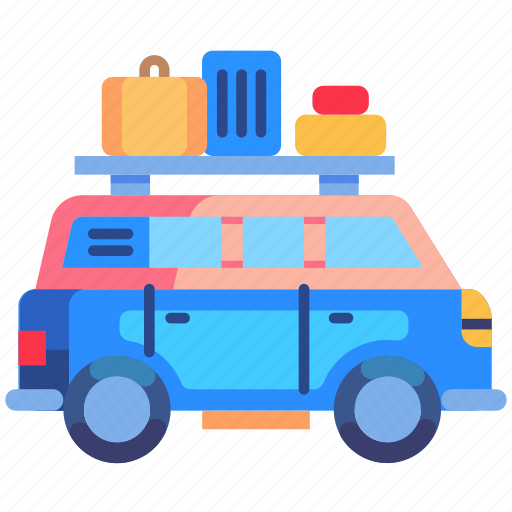 Travel, tourism, holiday, vacation, minivan with bag in the top, minivan, car icon - Download on Iconfinder