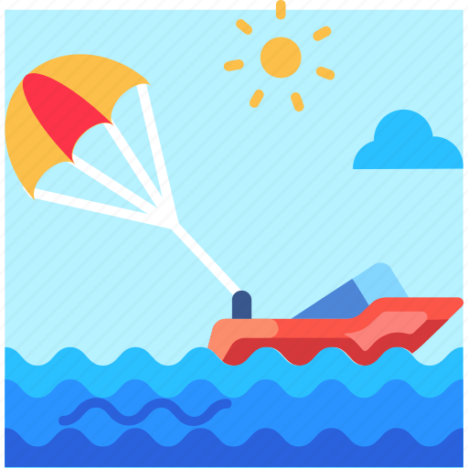 Travel, tourism, holiday, vacation, parasailing, parachute, beach icon - Download on Iconfinder
