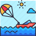 travel, tourism, holiday, vacation, parasailing, parachute, beach