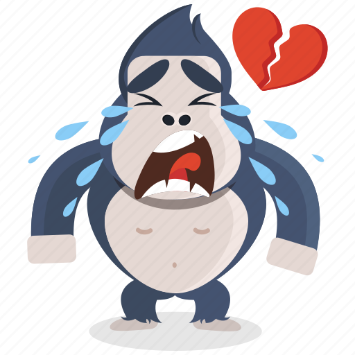 Broken, emoji, emoticon, gorilla, heart, smiley, sticker icon - Download on Iconfinder