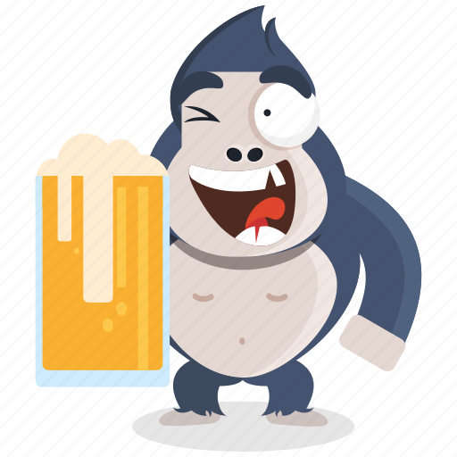 Beer, drink, emoji, emoticon, gorilla, smiley, sticker icon - Download on Iconfinder