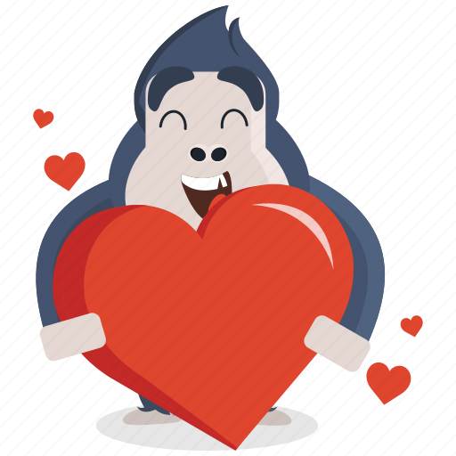 Emoji, emoticon, gorilla, love, romance, smiley, sticker icon - Download on Iconfinder