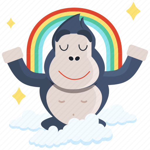 Emoji, emoticon, gorilla, meditation, rainbow, smiley, sticker icon - Download on Iconfinder