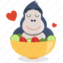 emoji, emoticon, gorilla, salad, smiley, sticker