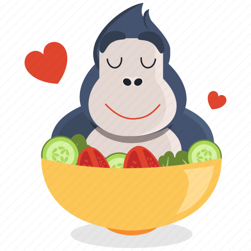 Emoji, emoticon, gorilla, salad, smiley, sticker icon - Download on Iconfinder