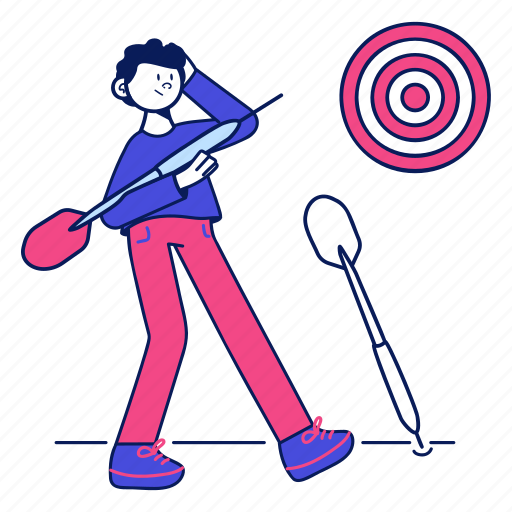 Guy, darts, target, focus, arrow, strategy, accuracy illustration - Download on Iconfinder