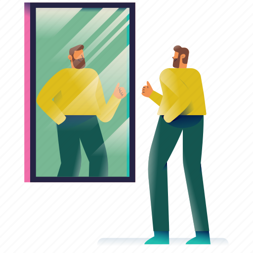 Beauty, mirror, people, man, self, love, confidence illustration - Download on Iconfinder