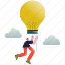 business, idea, thought, lightbulb, balloon, carry, innovation, innovative 