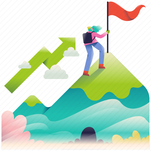 Business, achievements, promotion, position, climb, flag, target illustration - Download on Iconfinder