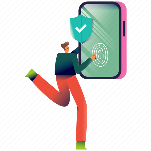 Mobile, device, security, smartphone, phone, fingerprint, protection illustration - Download on Iconfinder