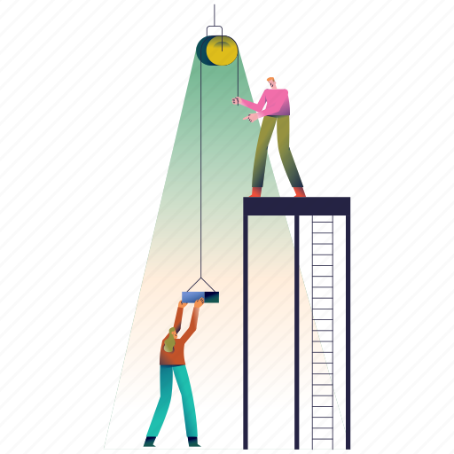 Workflow, ladder, carry, teamwork, working, together, up illustration - Download on Iconfinder