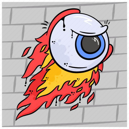 Flaming, eyeball, cartoon, weird, flame, bloodshot, graffiti icon - Download on Iconfinder