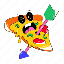 pizza slice, pizza piece, scared pizza, junk food, pizza