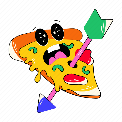 Pizza slice, pizza piece, scared pizza, junk food, pizza sticker - Download on Iconfinder
