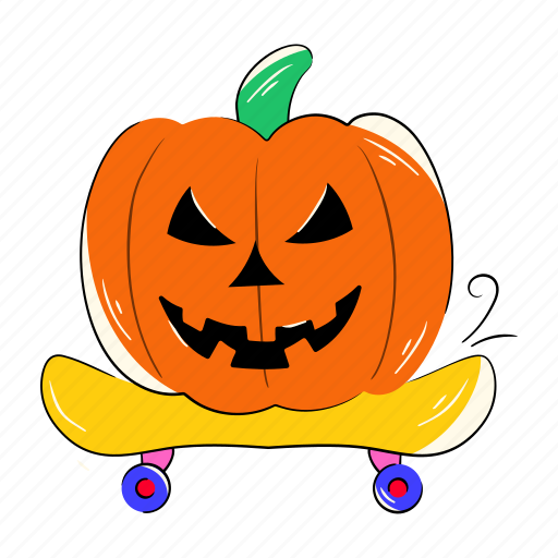 Pumpkin skate, halloween skating, halloween pumpkin, halloween squash, skateboarding sticker - Download on Iconfinder