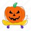 pumpkin skate, halloween skating, halloween pumpkin, halloween squash, skateboarding 