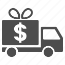 cargo taxi, dollar, free service, gift delivery, logistics, shipping, transportation 