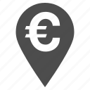 bank pointer, euro currency, location, map marker, navigation, payment, tag 