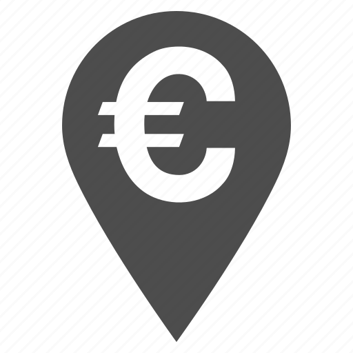 Bank pointer, euro currency, location, map marker, navigation, payment, tag icon - Download on Iconfinder