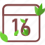 .svg, calendar, date, day, green, leaf, green leaf, plant, event, schedule, ecology, format, nature 