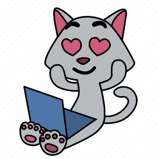 Boy, cat, character, computer, in love, laptop, sitting icon - Download on Iconfinder